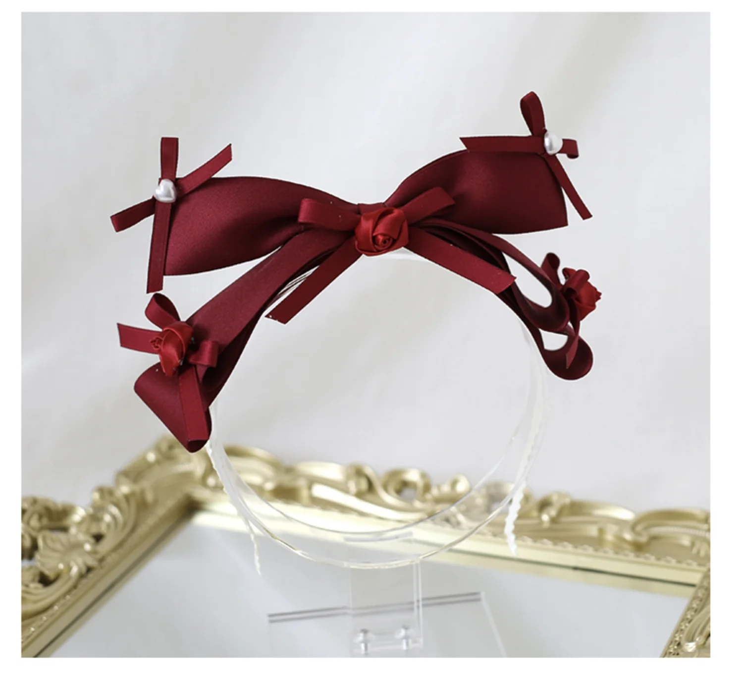 Xiaogui - Elegant Lolita Hairband Dark Red Headwear - Image 12