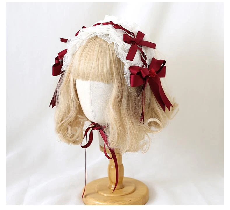 Xiaogui - Elegant Lolita Hairband Dark Red Headwear - Image 3