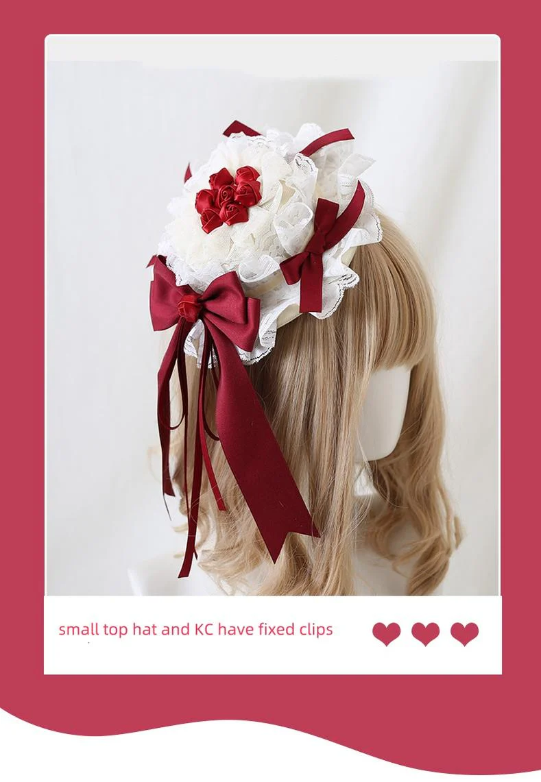 Xiaogui - Elegant Lolita Hairband Dark Red Headwear - Image 5