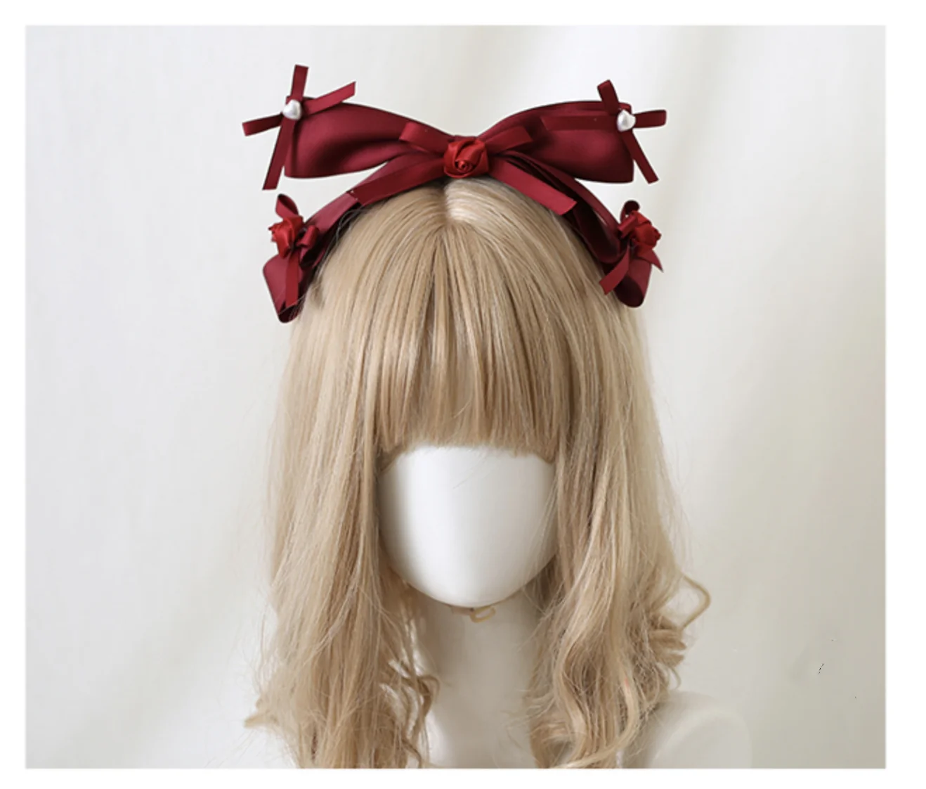 Xiaogui - Elegant Lolita Hairband Dark Red Headwear - Image 6