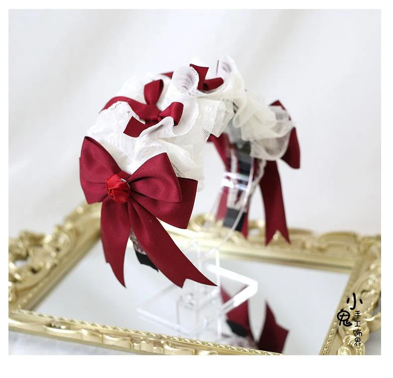 Xiaogui - Elegant Lolita Hairband Dark Red Headwear - Image 8