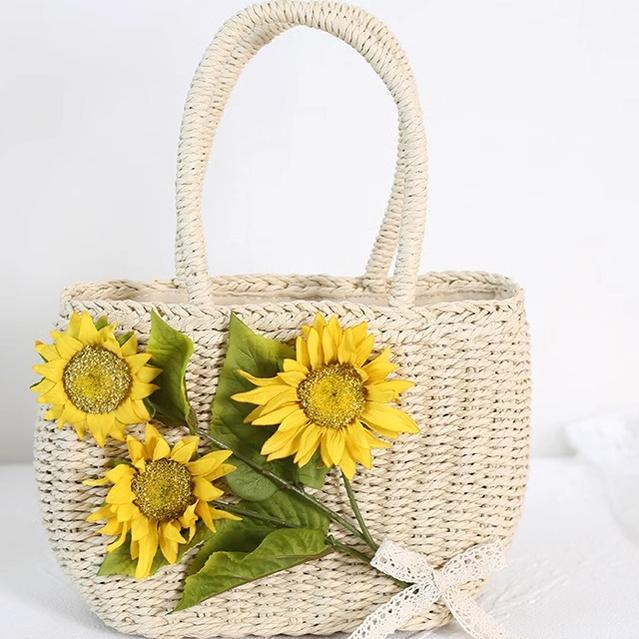 Xiaogui - Daily Lolita Bag Sunflower Straw Shopping Bag - Image 3