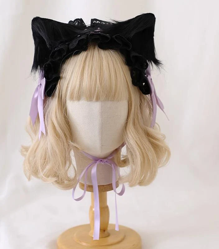 Xiaogui - Gothic Lolita Headband Cat Ear Hairpin - Image 4
