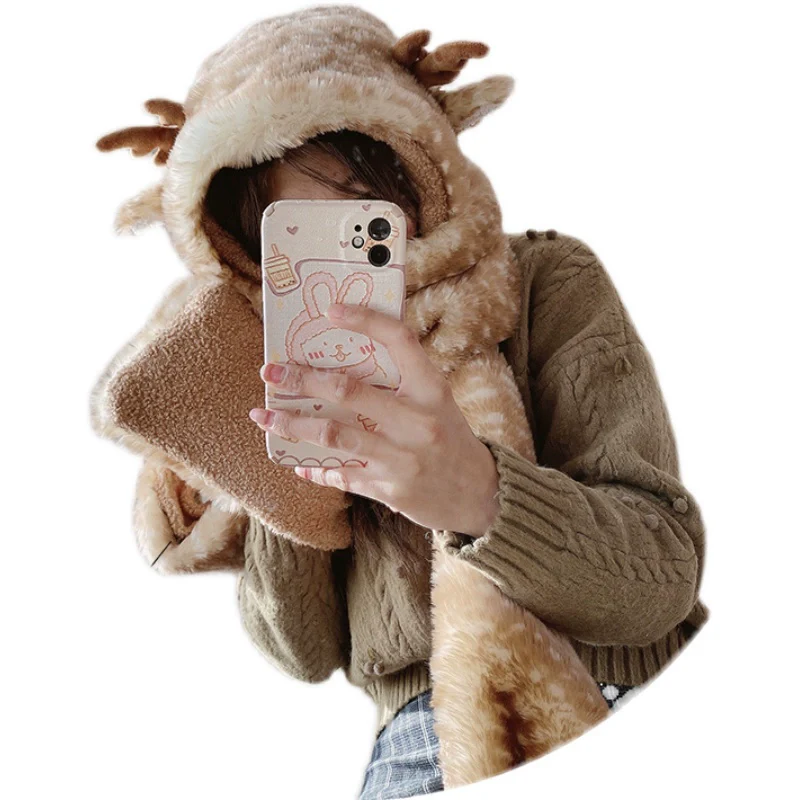 Xiaogui - Winter Kawaii Lolita Hat Antler Plush 3-in-1 Set - Image 3