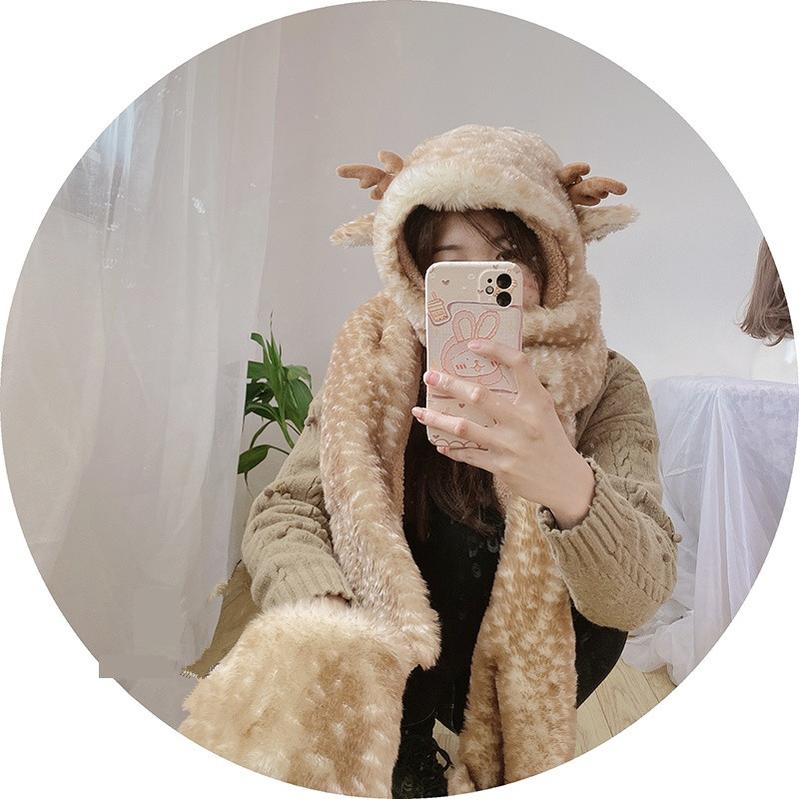 Xiaogui - Winter Kawaii Lolita Hat Antler Plush 3-in-1 Set - Image 5