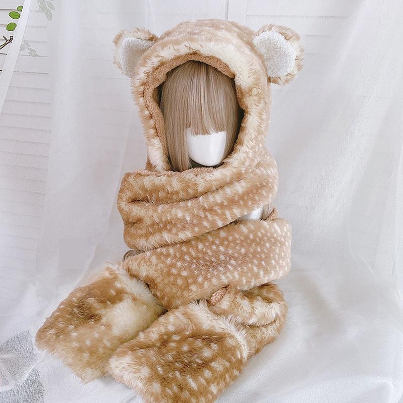 Xiaogui - Winter Kawaii Lolita Hat Antler Plush 3-in-1 Set - Image 6