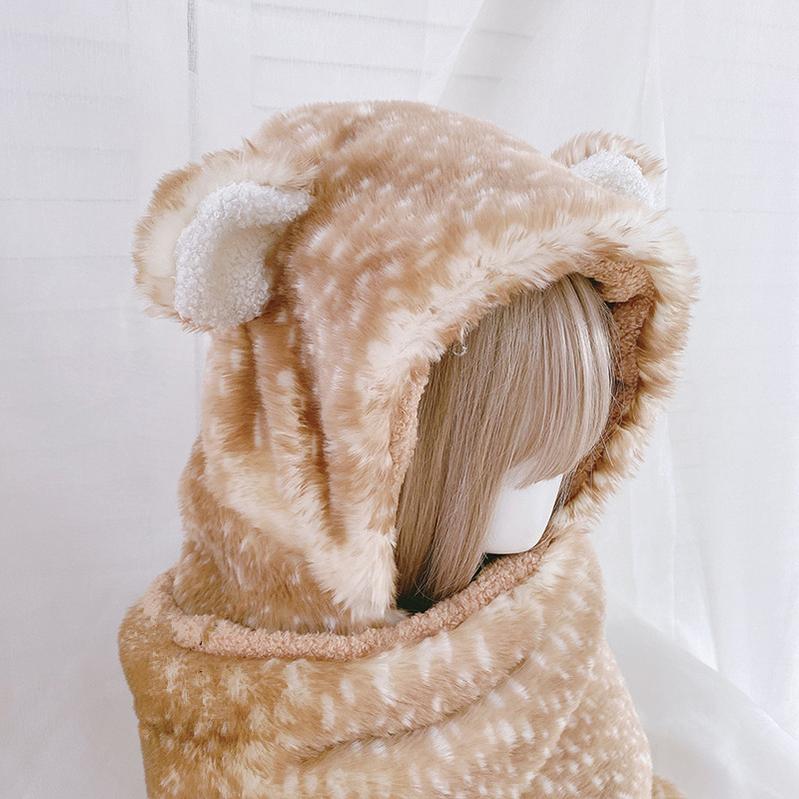 Xiaogui - Winter Kawaii Lolita Hat Antler Plush 3-in-1 Set - Image 7