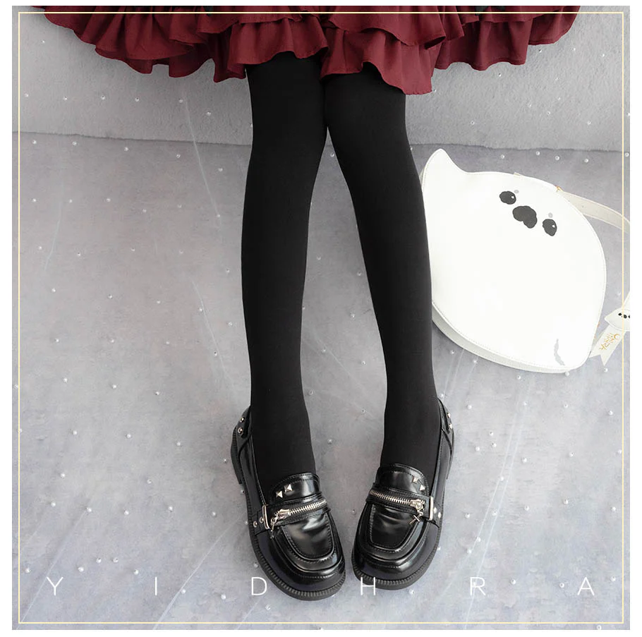 120D Daily Lolita Velvet Spring Leggings, Solid Color - Image 12