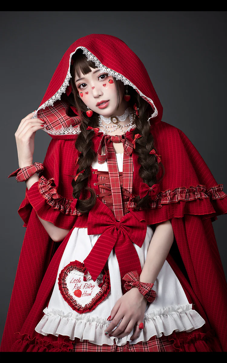 Youpairui - Little Red Riding Hood - Length Two-wear Hooded Lolita Cape - Image 11