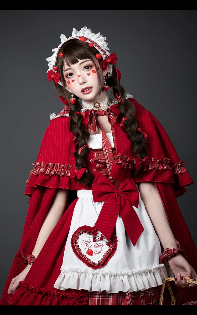 Youpairui - Little Red Riding Hood - Length Two-wear Hooded Lolita Cape - Image 12