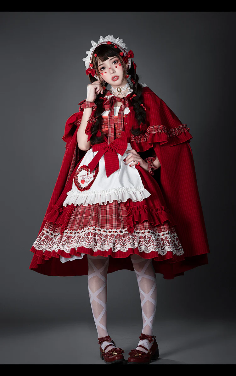 Youpairui - Little Red Riding Hood - Length Two-wear Hooded Lolita Cape - Image 13