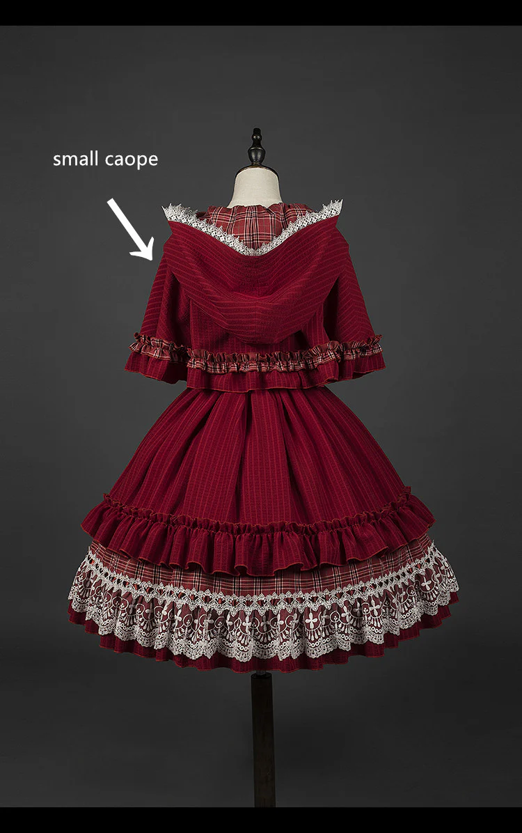 Youpairui - Little Red Riding Hood - Length Two-wear Hooded Lolita Cape - Image 4