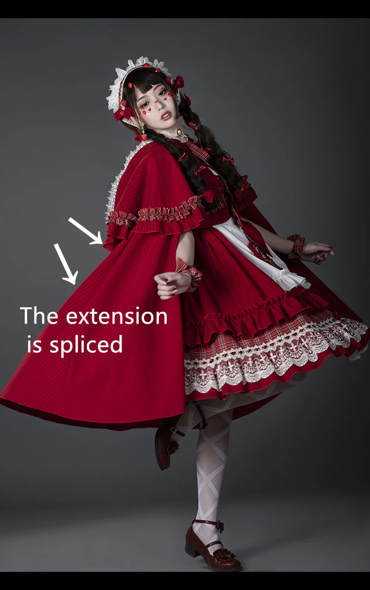 Youpairui - Little Red Riding Hood - Length Two-wear Hooded Lolita Cape - Image 5