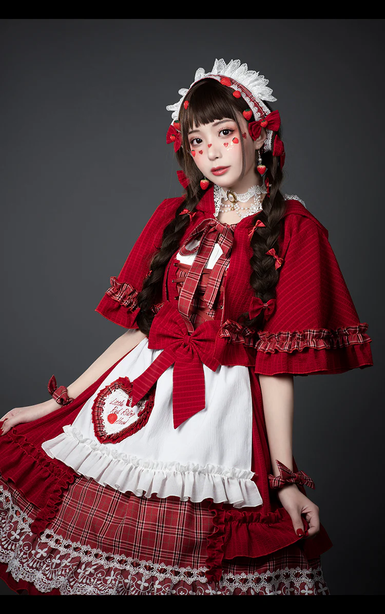 Youpairui - Little Red Riding Hood - Length Two-wear Hooded Lolita Cape - Image 7