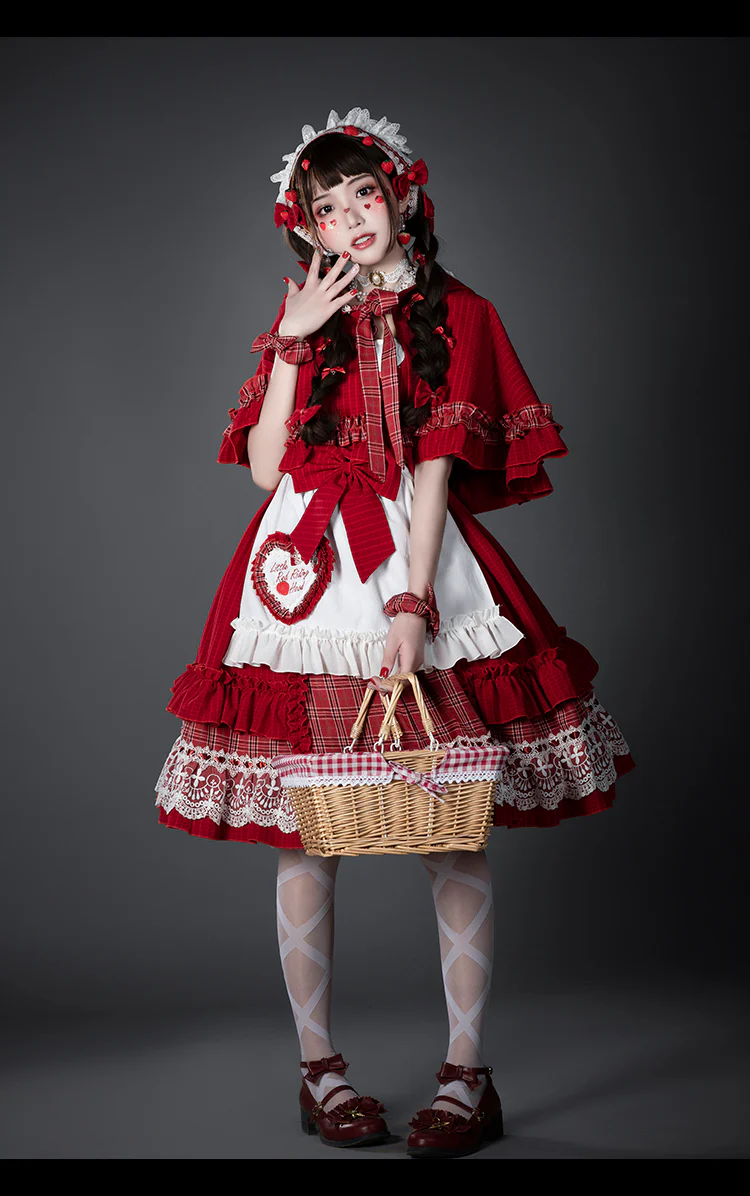 Youpairui - Little Red Riding Hood - Length Two-wear Hooded Lolita Cape - Image 8