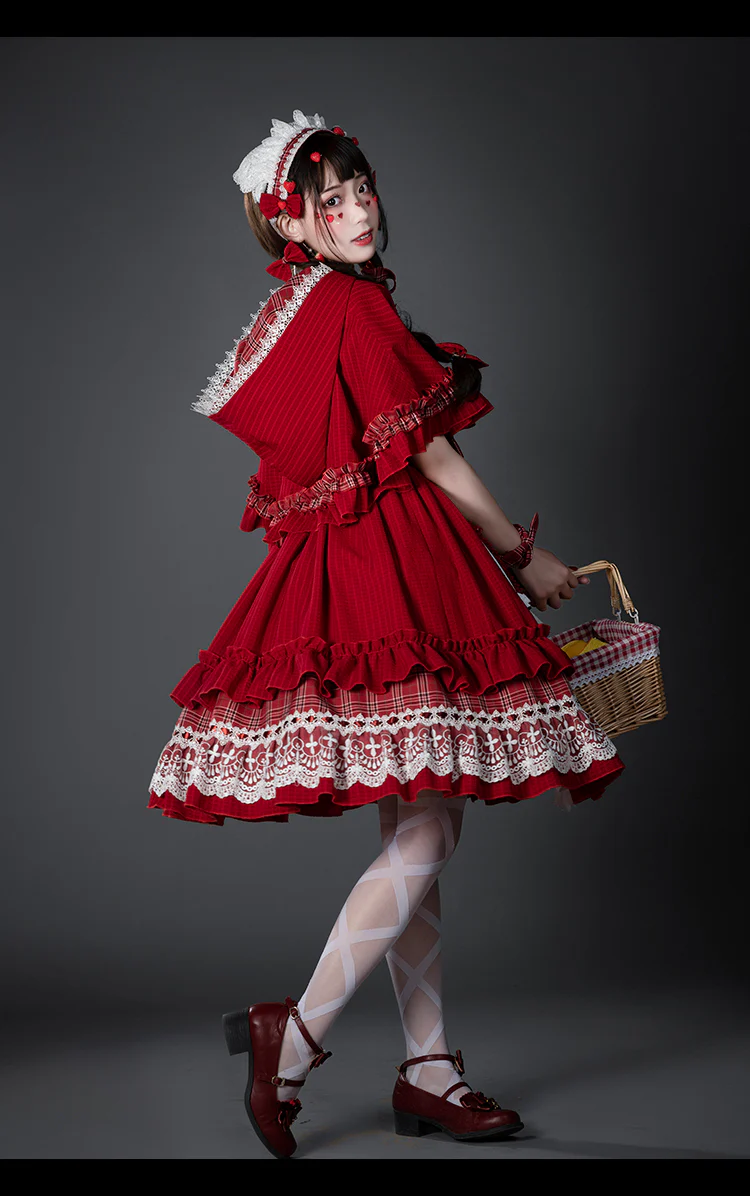 Youpairui - Little Red Riding Hood - Length Two-wear Hooded Lolita Cape - Image 9